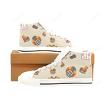 Hockey Pattern White Classic High Top Canvas Shoes /Large Size