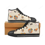 Hockey Pattern Black Classic High Top Canvas Shoes