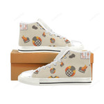 Hockey Pattern White Classic High Top Canvas Shoes