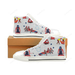 Bobsled Pattern White Classic High Top Canvas Shoes