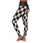 Checkerboard Stripes Ebony Ivory All Over Print 3D Legging