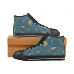 Skiing Pattern Black Classic High Top Canvas Shoes