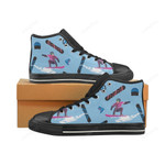 Snowboarding Pattern Black Classic High Top Canvas Shoes