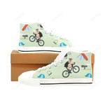 Cycling Pattern White Classic High Top Canvas Shoes