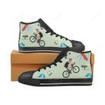 Cycling Pattern Black Classic High Top Canvas Shoes