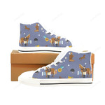 Equestrian Pattern White Classic High Top Canvas Shoes