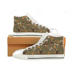 Border Terrier Pattern White Classic High Top Canvas Shoes