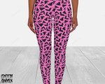 Black And Pink Bat Spooky Goth Halloween All Over Print 3D Legging