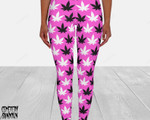 Pink Black And White Cannabis All Over Print 3D Legging