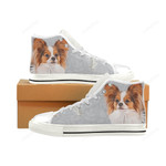 Papillon Lover White Classic High Top Canvas Shoes