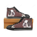 Boston Terrier Lover Black Classic High Top Canvas Shoes