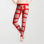 Abstract Plaid Red All Over Print 3D Legging