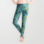 Modern Atomic Style Cats And Cocktails All Over Print 3D Legging