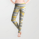 Yellow and Gray All Over Print 3D Legging