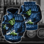 Persoanlized Custom Name And Number Skull Play Seattle Seahawks Card 3d All Over Print Hoodie, Zip-Up Hoodie