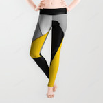 Simple Modern Gray Yellow and Black Geometric All Over Print 3D Legging