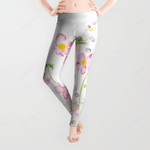 Pink Japanese Anemone Field Watercolor All Over Print 3D Legging