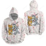 Tom And Jerry Pink Background 3d Full Over Print Hoodie Zip Hoodie Sweater Tshirt