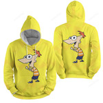 Phineas & Ferb Yellow Background 3d Full Over Print Hoodie Zip Hoodie Sweater Tshirt