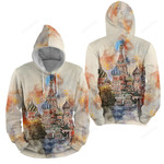 St. Basil's Cathedral Moscow In Watercolour 3d Full Over Print Hoodie Zip Hoodie Sweater Tshirt