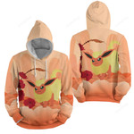 Pokémon - Flareon And Flowers 3d Full Over Print Hoodie Zip Hoodie Sweater Tshirt