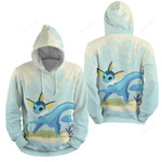 Pokémon - A Blue Vaporeon Walking On The Sand 3d Full Over Print Hoodie Zip Hoodie Sweater Tshirt