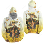 One Piece Monkey D. Luffy In Sunflowers & Butterflies 3d Full Over Print Hoodie Zip Hoodie Sweater Tshirt