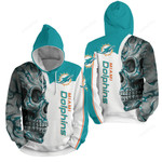 Nfl Miami Dolphins With Skull 3d Full Over Print Hoodie Zip Hoodie Sweater Tshirt
