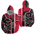 Nba Chicago Bulls With Skull Pattern 3d Full Over Print Hoodie Zip Hoodie Sweater Tshirt