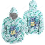 Pokémon - Wartortle In Blue Fire 3d Full Over Print Hoodie Zip Hoodie Sweater Tshirt