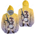 Little Witch Academia Kagari Atsuko With Gun 3d Full Over Print Hoodie Zip Hoodie Sweater Tshirt