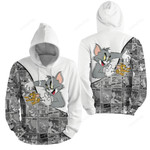 Tom And Jerry Blue Background 3d Full Over Print Hoodie Zip Hoodie Sweater Tshirt