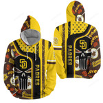 Mlb San Diego Padres With Skull Pattern 3d Full Over Print Hoodie Zip Hoodie Sweater Tshirt