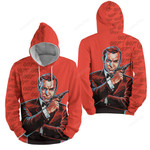 James Bond Red Background 3d Full Over Print Hoodie Zip Hoodie Sweater Tshirt