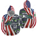 Nfl Seattle Seahawks American Flag 3d Full Over Print Hoodie Zip Hoodie Sweater Tshirt