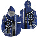 Nfl Indianapolis Colts With Skull Pattern 3d Full Over Print Hoodie Zip Hoodie Sweater Tshirt