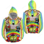 Spongebob Squarepants With Rainbow And Squid 3d Full Over Print Hoodie Zip Hoodie Sweater Tshirt