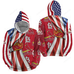 Mlb St. Louis Cardinals American Flag 3d Full Over Print Hoodie Zip Hoodie Sweater Tshirt