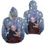 Naruto Konan Of Akatsuki Under The Rain 3d Full Over Print Hoodie Zip Hoodie Sweater Tshirt