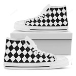 White And Black Argyle High Top Shoes