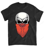 NCAA Illinois Fighting Illini Skull Rock With Mask T-Shirt