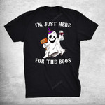 Im Just Here For The Boos Shirt Funny Halloween Ghost Wine T-Shirt