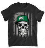 NCAA Eastern Michigan Eagles Skull Rock With Hat T-Shirt