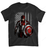 NCAA Wisconsin Badgers Captain Flag Dc Marvel T-Shirt