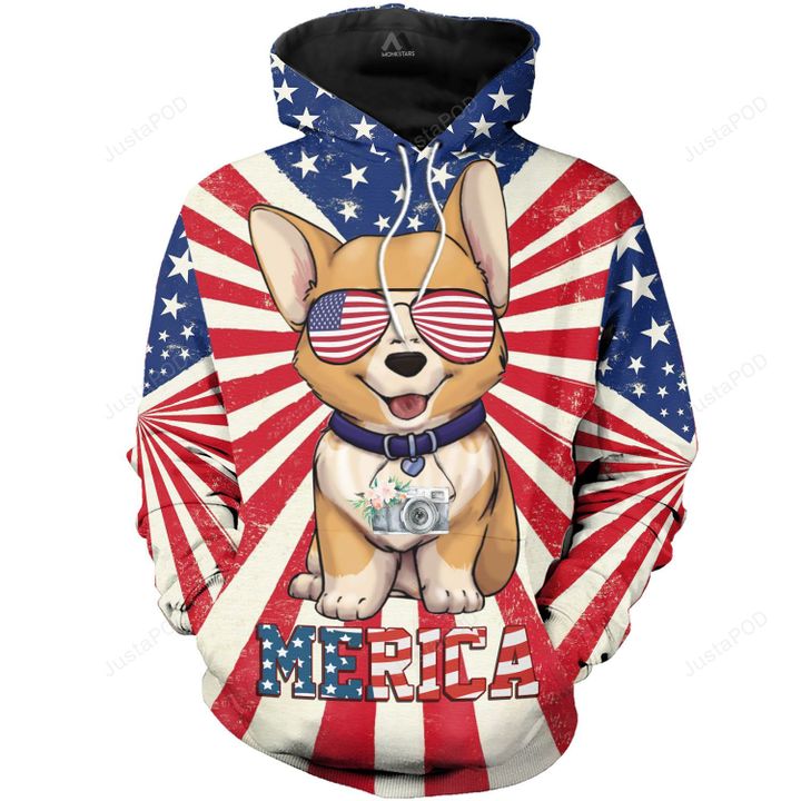 Corgis Dog Merica 3d All Over Printed Shirts For Men And Women