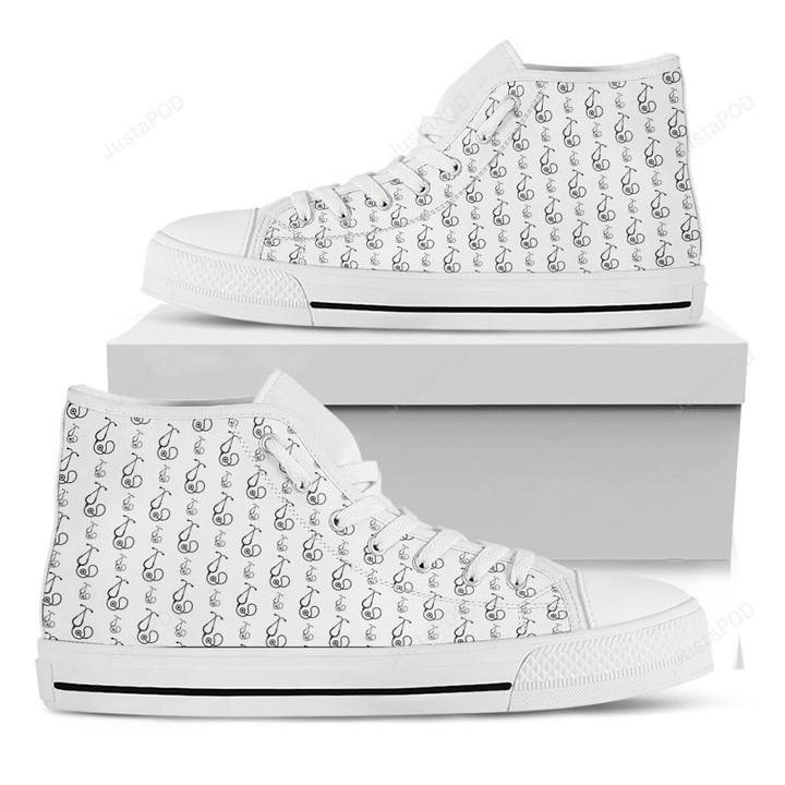 White And Black Stethoscope High Top Shoes