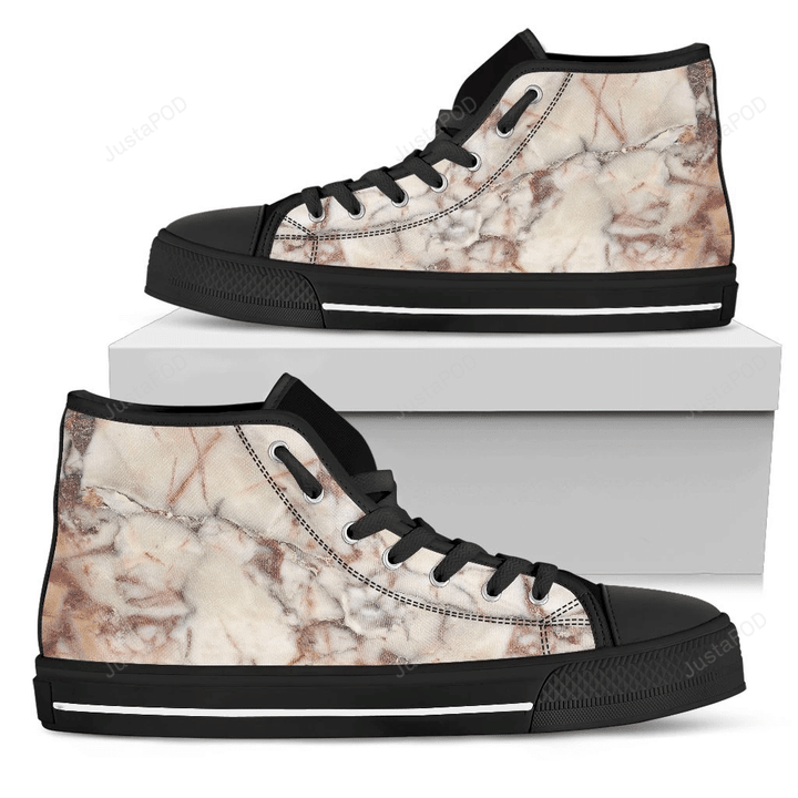 Brown Beige Marble High Top Shoes