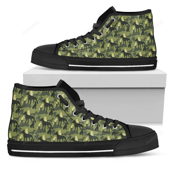 Camouflage Doberman Pattern Women's High Top Shoes