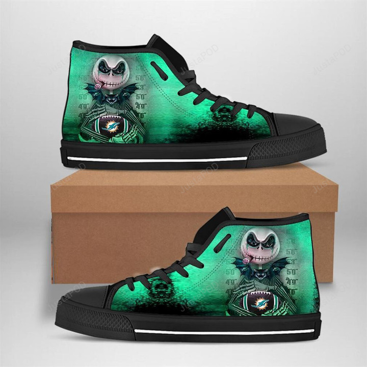 Miami Dolphins Nfl Football Jack Skellington High Top Shoes