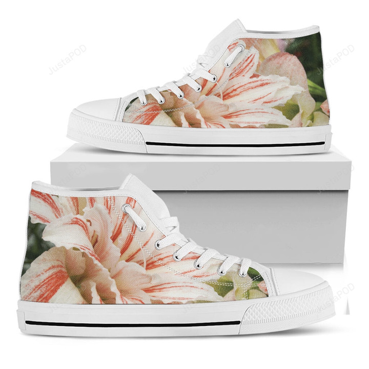 White And Pink Amaryllis High Top Shoes
